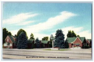 Spokane Washington WA Postcard Blue Spruce Motel Exterior Building c1953 Vintage