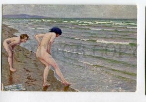 3134735 NUDE Women NYMPH near Sea by FISCHER vintage color PC
