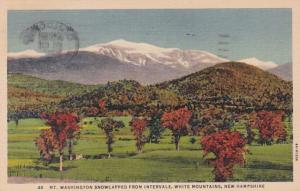 New Hampshire White Mountains Mt Washington Snowcapped From Intervale 1939 Cu...