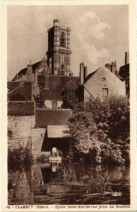 CPA CLAMECY Église St-MARTIN vue prise du Beuvion Nievre (100369)