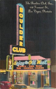 Postcard 1949 Nevada Las Vegas Boulder Club Night linen Colorpicture NV24-680