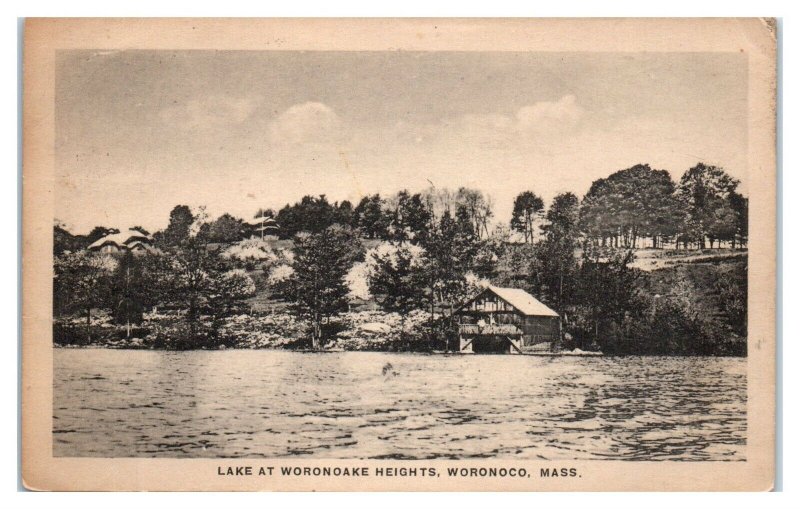 1920s Lake at Woronoake Heights, Woronoco, MA Postcard *5R4