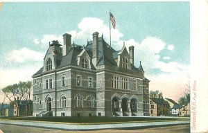 Concord New Hampshire Post Office, US Flag Litho Postcard