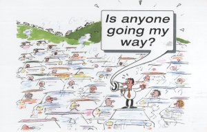 Wiltshire Car Congestion Tannoy Speaker Comic Traffic Jam Postcard