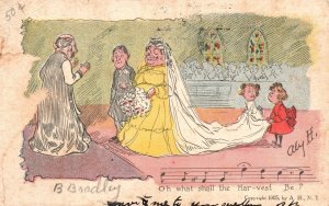 Vintage Postcard 1906 Oh What Shall The Harvest Be? Comic Wedding Ceremony