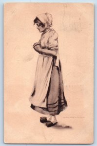 Signed Artist Postcard Woman F E Tallant Fashion Advertising Minneapolis MN 1908