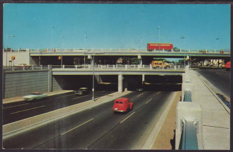 Woodward Avenue Overpass,Detroit,MI Postcard BIN