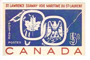 Canada Postcard of 5 Cent St Lawrence Seaway Stamp 