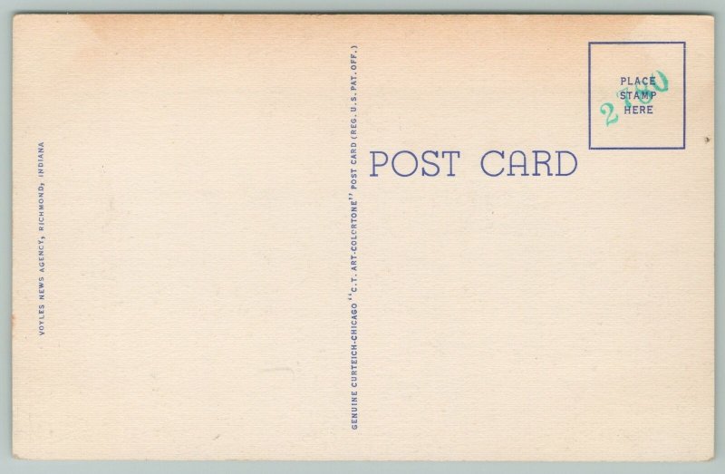 New Castle Indiana~Henry County Courthouse~1940s Linen Postcard