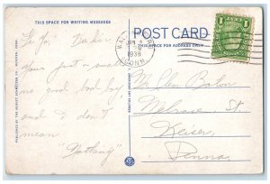 1938 Post Office Building Scene Street Wallingford Connecticut CT Postcard 