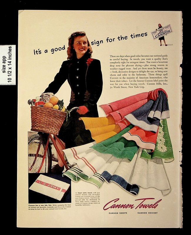 1942 Cannon Towels US Army Good Times Vintage Print ad 8644