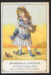 VICTORIAN TRADE CARDS (3) Marshall Lincoln Confections Girls & Animals