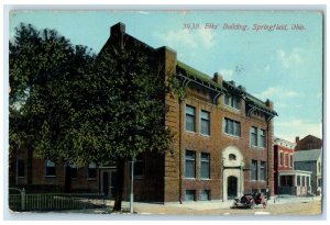 1910 Elk's Building Exterior Roadside Springfield Ohio OH Posted Car Postcard