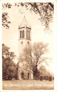 Ames Iowa 1940s RPPC Real Photo Postcard Iowa State College Campanile