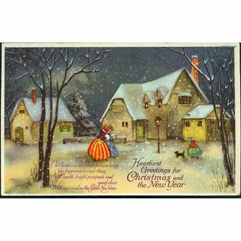 Chromolithographic Postcard 'Heartiest Greetings for Christmas and the New Year'