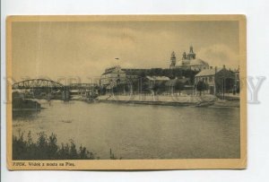 461114 Poland Belarus Pinsk view of bridge and church Vintage postcard