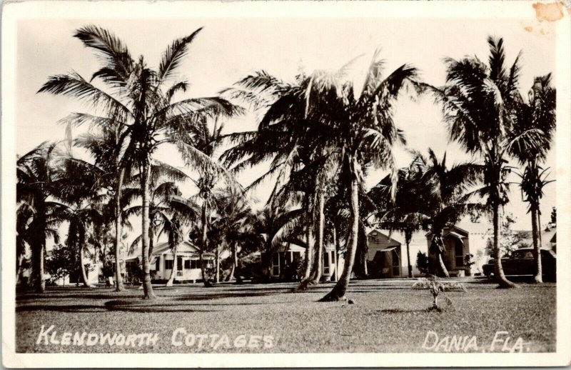 Dania Florida~Klendworth Cottages~Where We Stay~Swim Xmas Day~1950 RPPC 