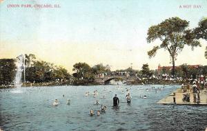 CHICAGO, IL Illinois  UNION PARK~Hot Day SWIMMERS~LAKE~FOUNTAIN  1908 Postcard