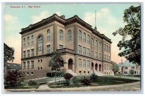 Pawtucket Rhode Island RI Postcard High School Building Exterior c1910's Trees