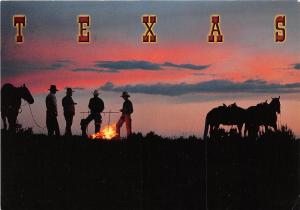 B52258 Texas Cowboy campfire at sunset   usa