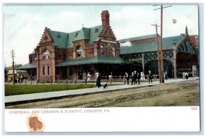 c1905 Cornwall Lebanon R.R  Depot Exterior Lebanon Pennsylvania Vintage Postcard