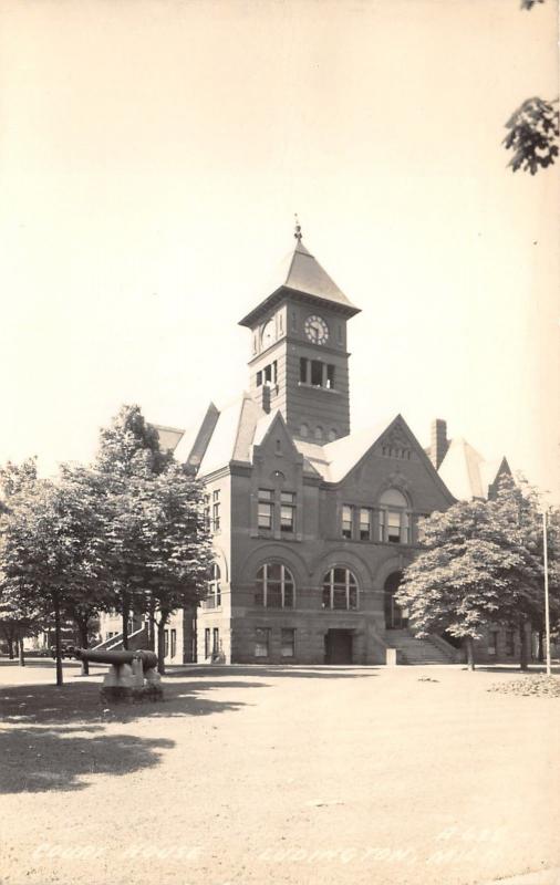 Ludington Michigan~Court House~Square Clock Tower~1940s RPPC