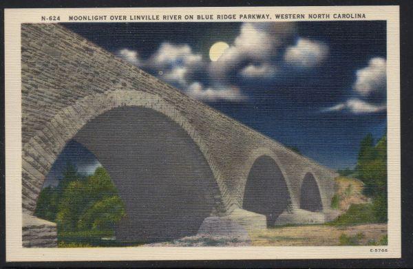 North Carolina colour PC Linnville River Bridge Blue Ridge Parkway unused