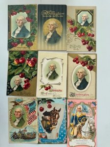 18 PATRIOTIC GEORGE WASHINGTON NICELY EMBOSSED Vintage Postcards Lot FREE SHIP