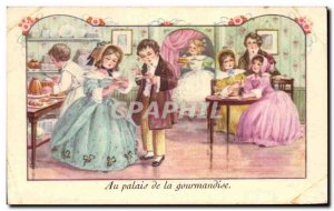 Old Postcard On the palate of the gluttony Children