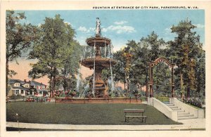 J34/ Parkersburg West Virginia Postcard c1910 City Park Fountain 209