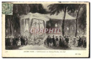 Old Postcard Fancy Paris Cafe Old Singing the Champs Elysees about 1846