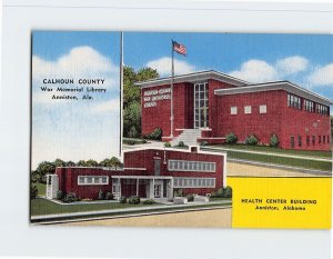 Postcard Calhoun County War Memorial Library & Health Center Anniston Alabama