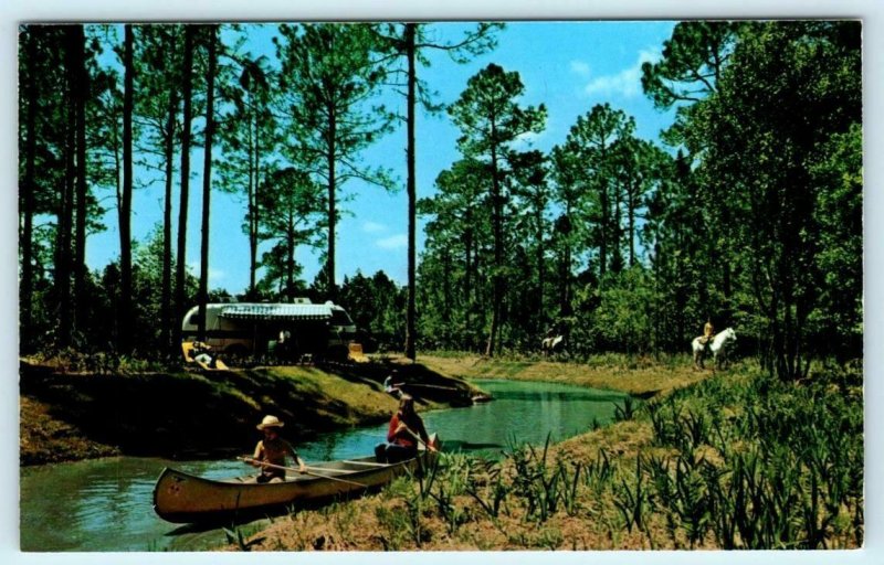 WALT DISNEY WORLD, FL ~ RV Camping FORT WILDERNESS RESORT Canoe c1970s Postcard