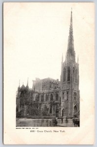 Grace Church New York City Main Road & Street View Religious Building Postcard