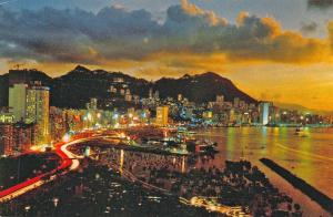 Hong Kong Night Scene Lux Company Postcard