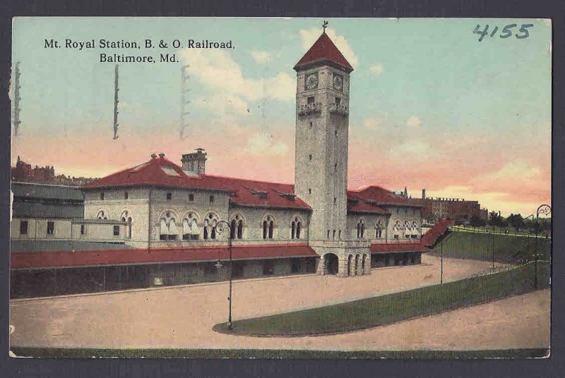 1914 MT. ROYAL STATION B & O RAILROAD BALTIMORE MD