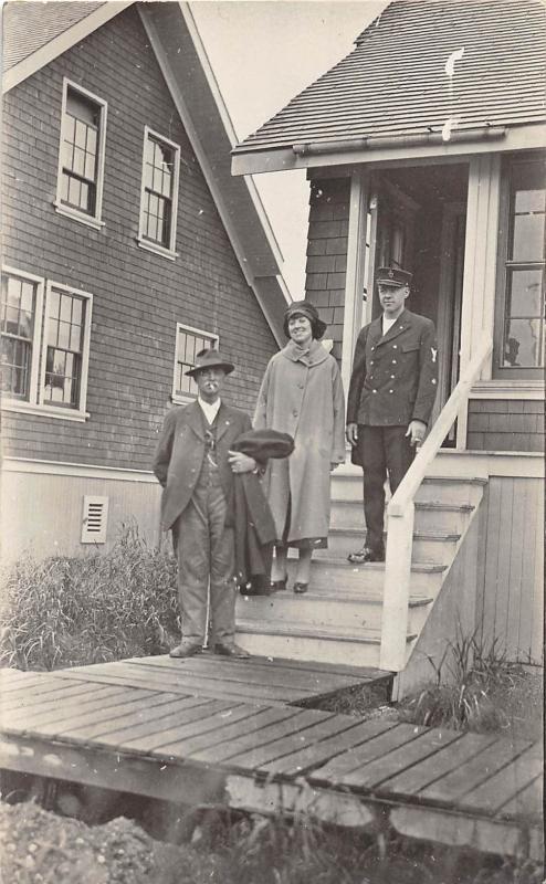 Alaska AK Real Photo RPPC Postcard Rare 1920 EYAK Uniformed Man Woman Porch Home