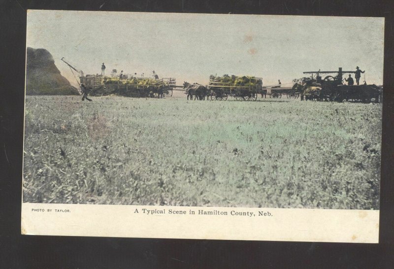 HAMILTON COUNTY NEBRASKA HORSE DRAWN FARMING VINTAGE POSTCARD 1906