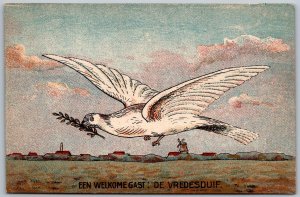 Netherlands Dutch WWI c1918 Postcard Een Welkome Gast Vredesduif Dove Of Peace