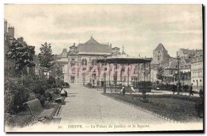 Old Postcard Dieppe courthouse and the square