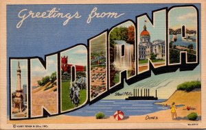 Indiana Greetings Large Letter Linen 1955 Curteich