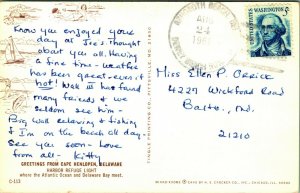 Greetings from Cape Henlopen Lighthouse Delaware DE Chrome Postcard A9