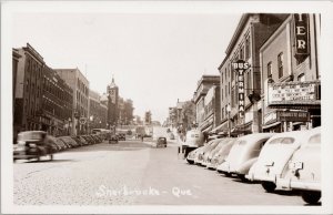 Sherbrooke Quebec Street Scene Bus Terminal Sherbrooke Tavern RPPC Postcard G97