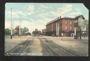 NORTH TOPEKA KANSAS UNION PACIFIC RAILROAD DEPOT STATION VINTAGE POSTCARD