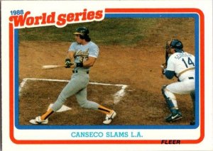 1989 Score Baseball Card '88 World Series Jose Canseco sk20889