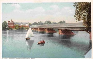 Yachting Boat Old Toll Covered Bridge Springfield Massachusetts 1910c postcard 