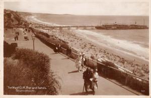 BR96860 the west cliff pier and sands bournemouth real photo  uk