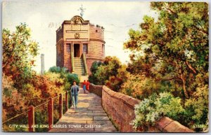 City Wall And King Charles Tower Chester England Plants Garden BridgeaPostcard