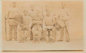 Vintage sportsmen real photo postcard rifles helmets sport team to identify