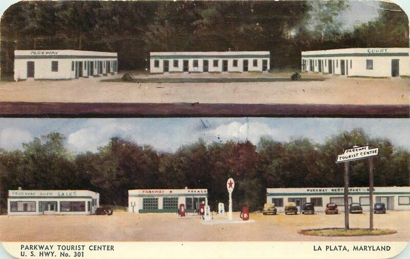 Dexter Gas Station Parkway Tourist Center La Plata Maryland 1950s Postcard 7000